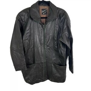 Vintage 90s Tannery West Leather Womens Jacket Zip Up Thermolite Brown READ